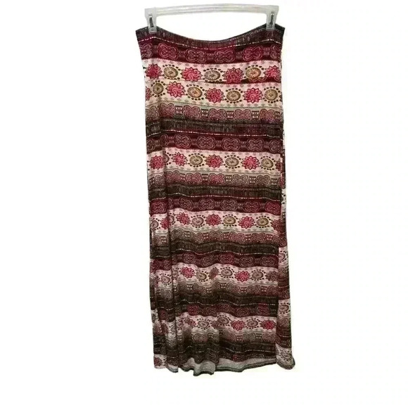 Shosho Womens L/XL Multicolor Boho Maxi Skirt High Waist Soft Stretchy Geometric - Picture 2 of 9